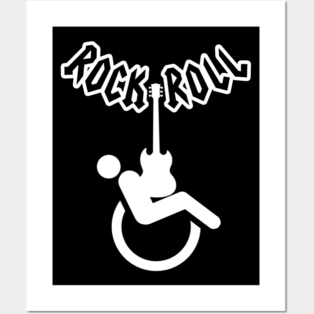 Wheelchair humor rock and roll logo Wall Art by TMBTM